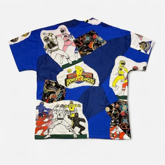 Power Rangers Patchwork T-Shirt Handmade One of One - Picture 2 of 7